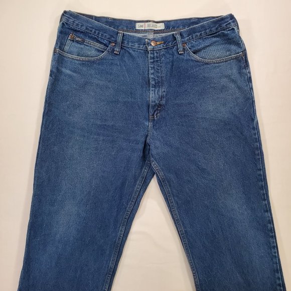 Lee Jeans Mens 40x32 Heavy Blue Denim Relaxed Fit Straight Leg Casual Classic - Picture 4 of 15